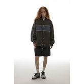 Unisex Jacket Retro Patchwork Contrast Color Loose Jacket Baseball Uniform